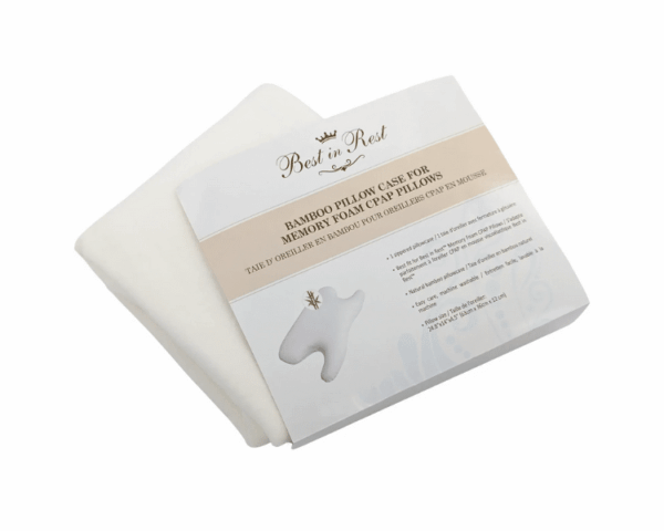 Vista frontal de la funda de almohada cpap doblada